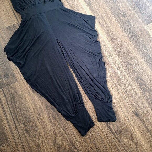💙 Yo Black Harem Wide Leg Stretchy Ultra Soft Jumpsuit Rayon Boho Casual Size S - Picture 4 of 9